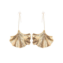 Gold Ginkgo Drop Earrings