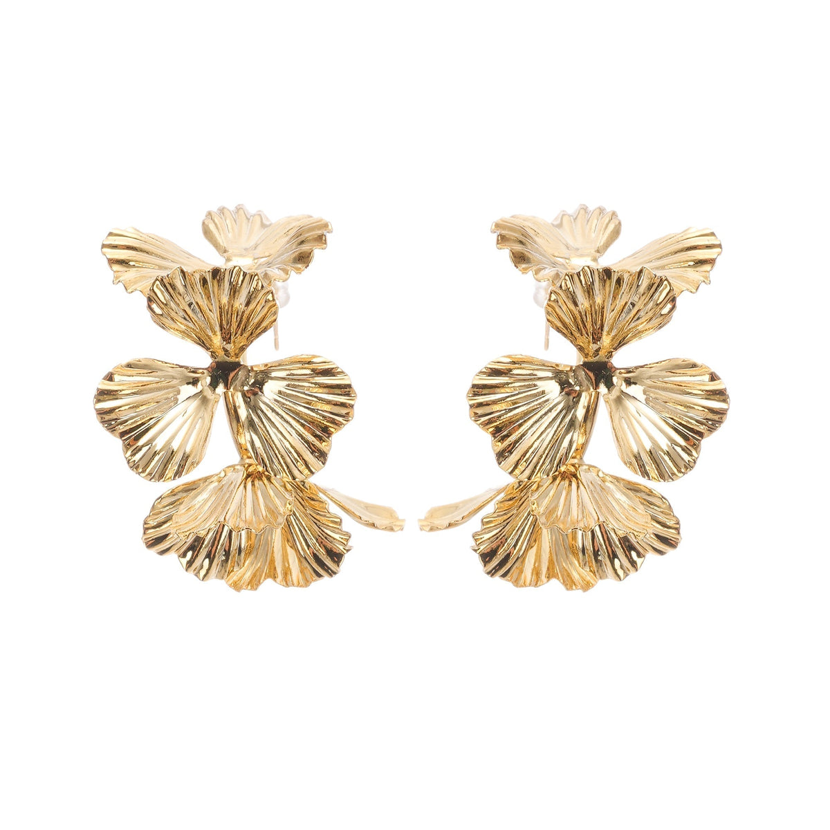 Faux-Flower Gold Earrings