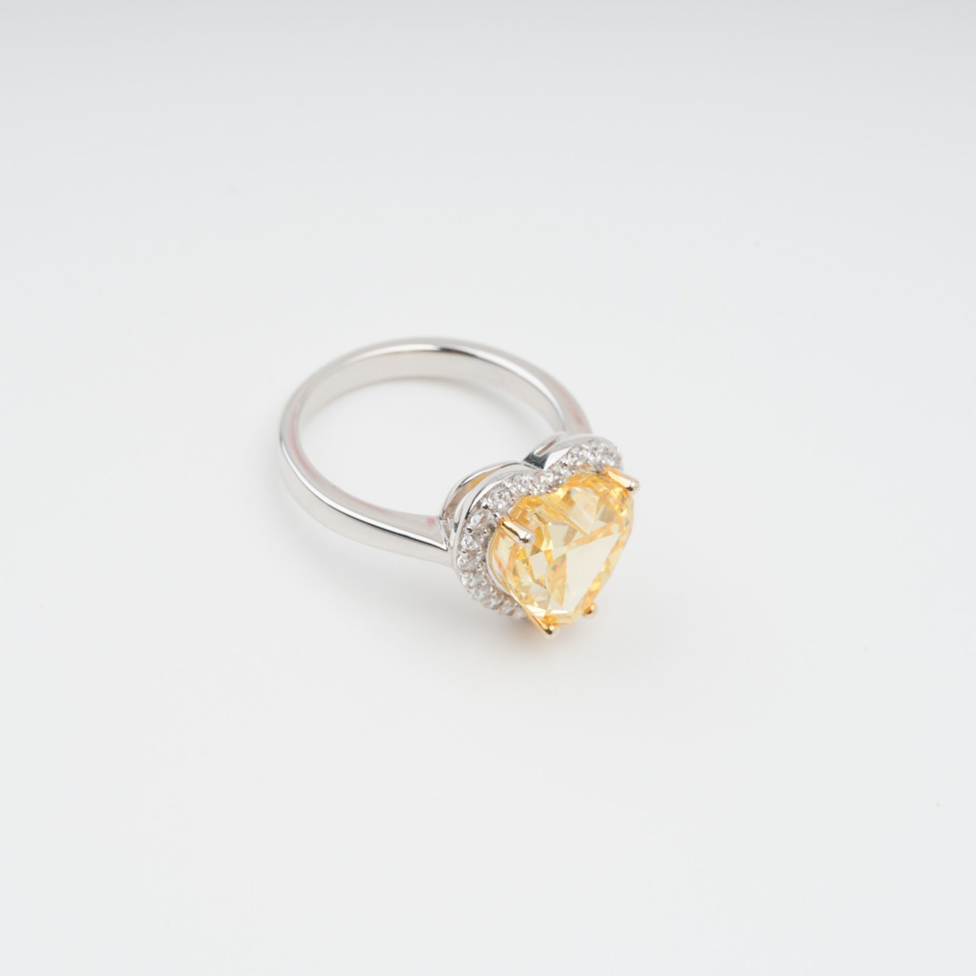 Ephemere Yellow Heart Cut Gemstone Sterling Silver Ring