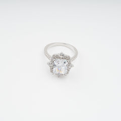 Sterling Silver Rectangular Zircon Gemstone Ring