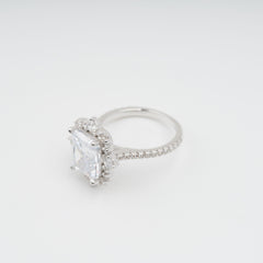Sterling Silver Rectangular Zircon Gemstone Ring