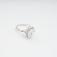 Sterling Silver Rectangular Zircon Gemstone Ring