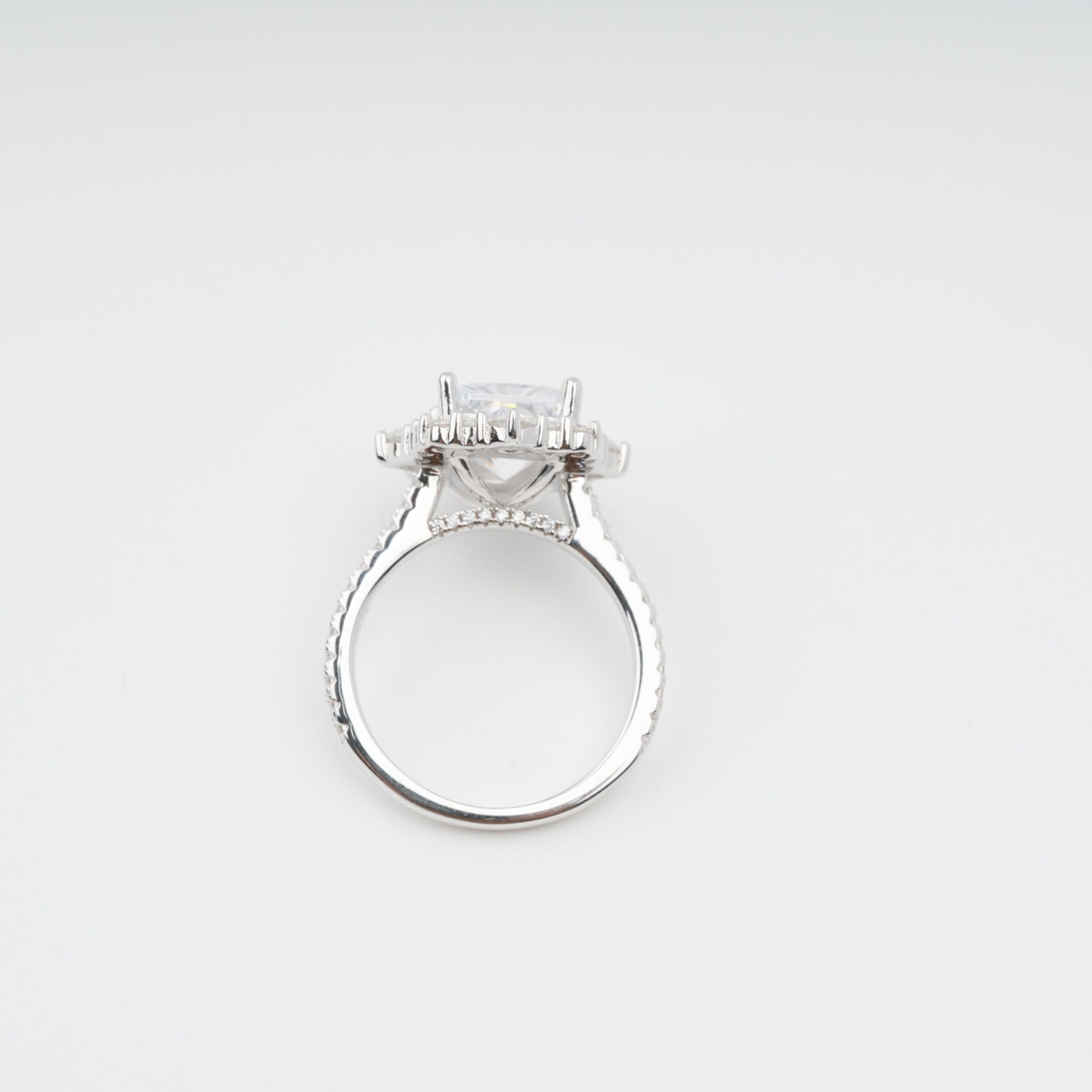 Sterling Silver Rectangular Zircon Gemstone Ring