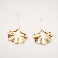 Gold Ginkgo Drop Earrings