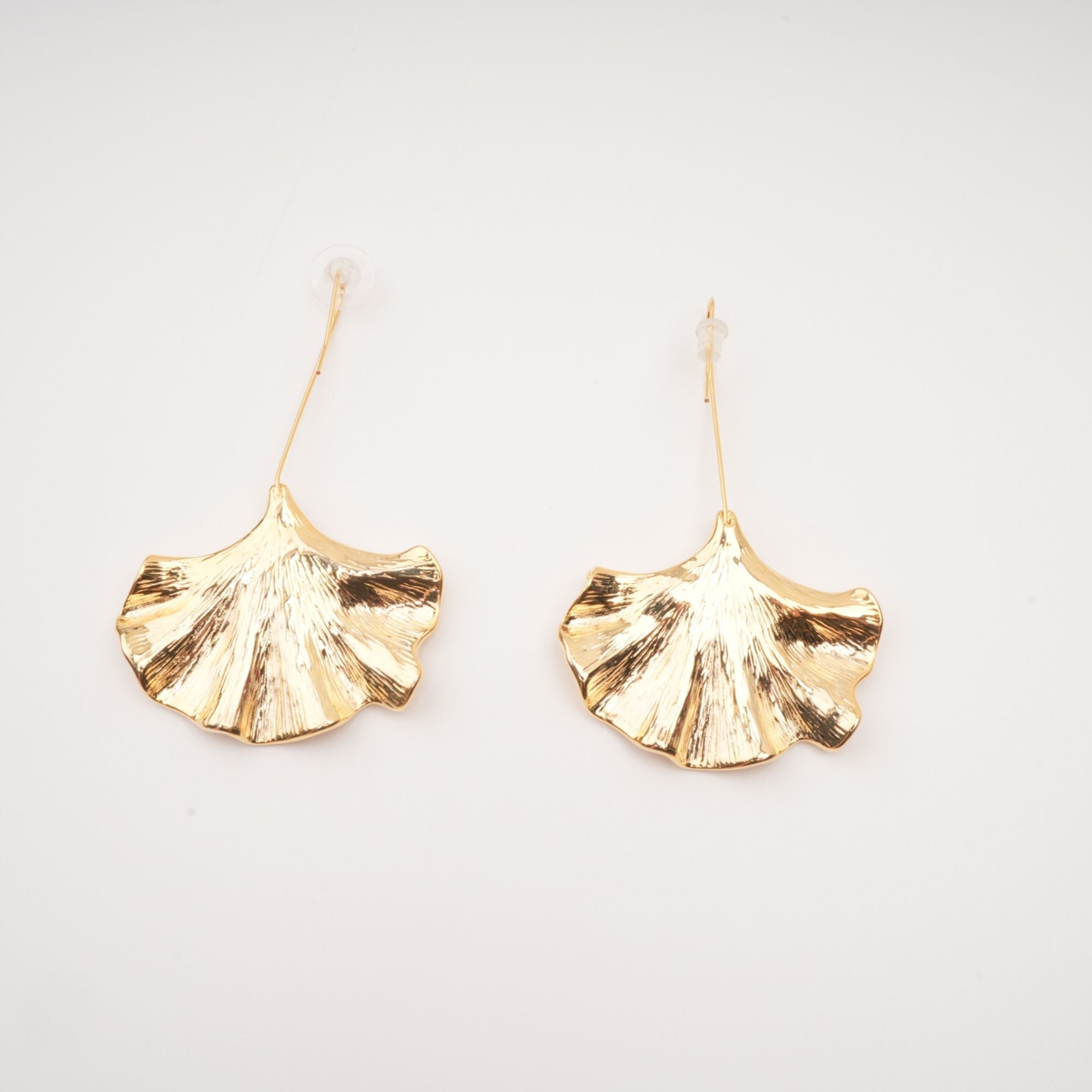 Gold Ginkgo Drop Earrings