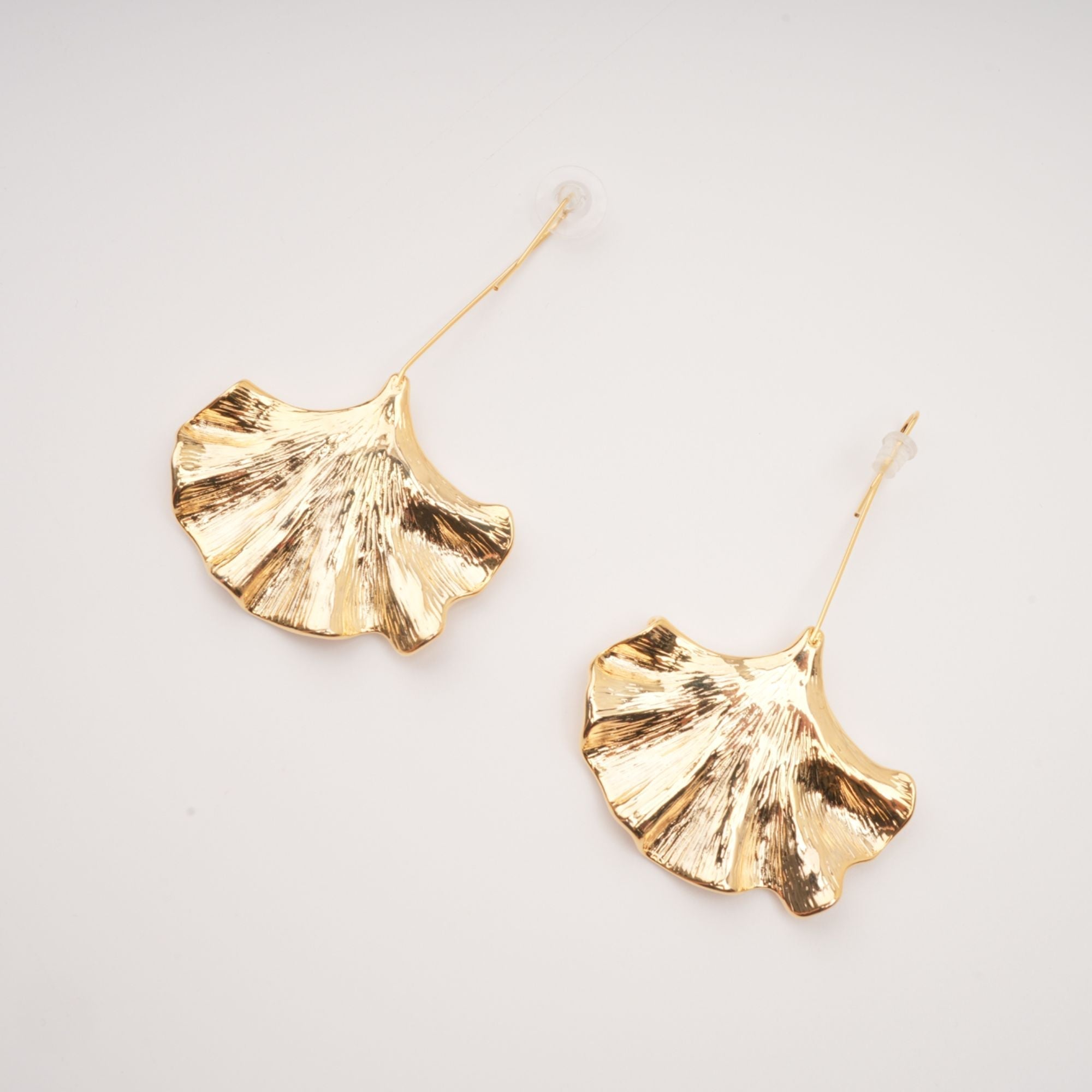 Gold Ginkgo Drop Earrings