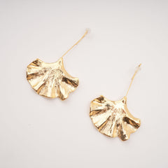 Gold Ginkgo Drop Earrings