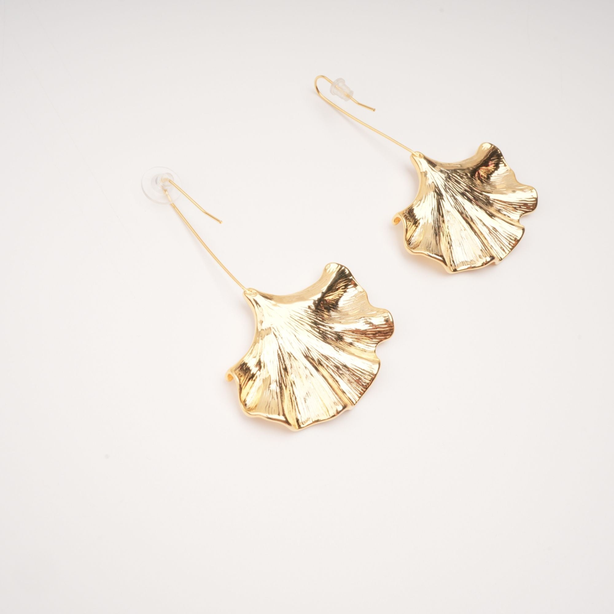 Gold Ginkgo Drop Earrings