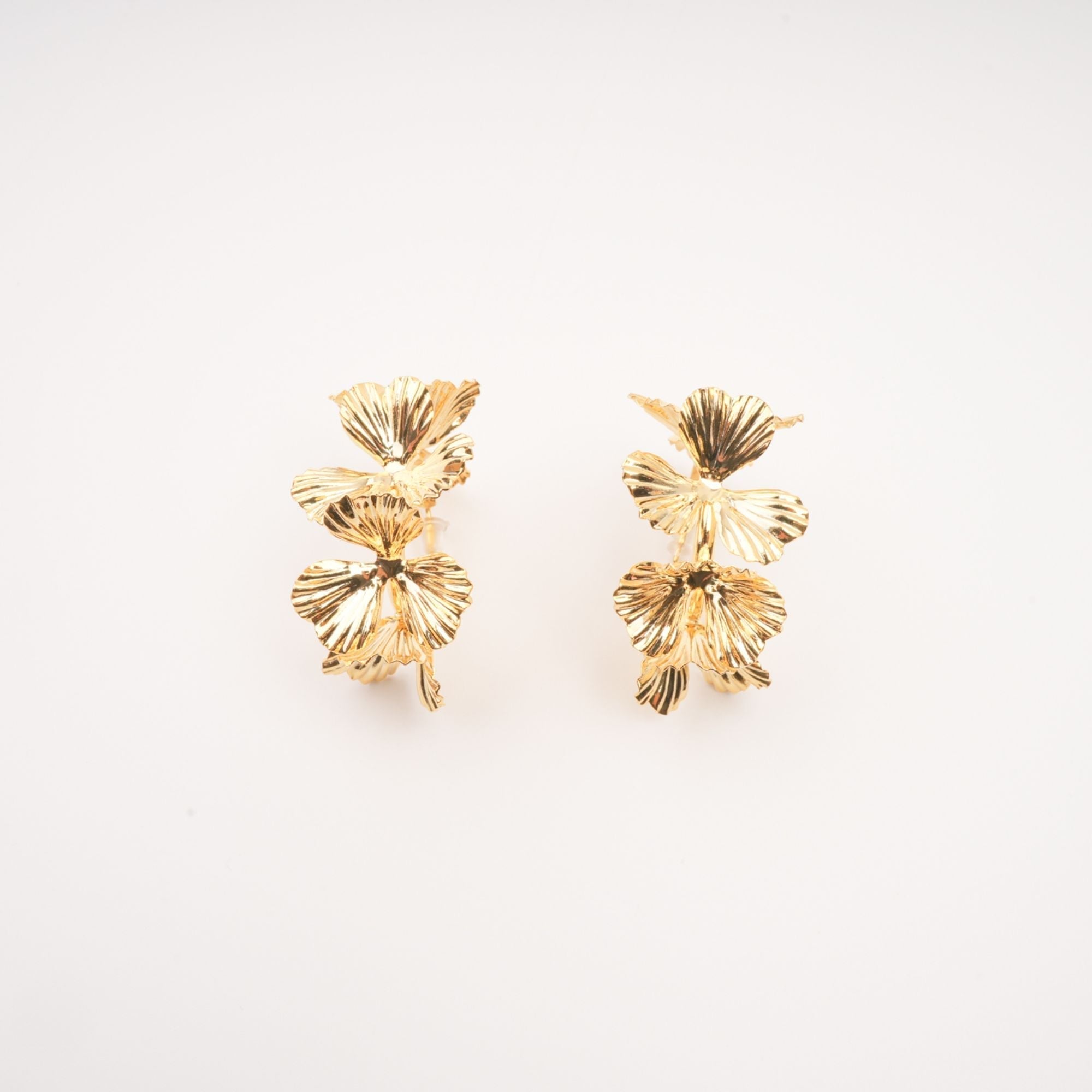 Faux-Flower Gold Earrings