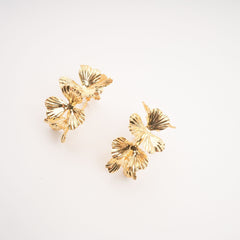 Faux-Flower Gold Earrings