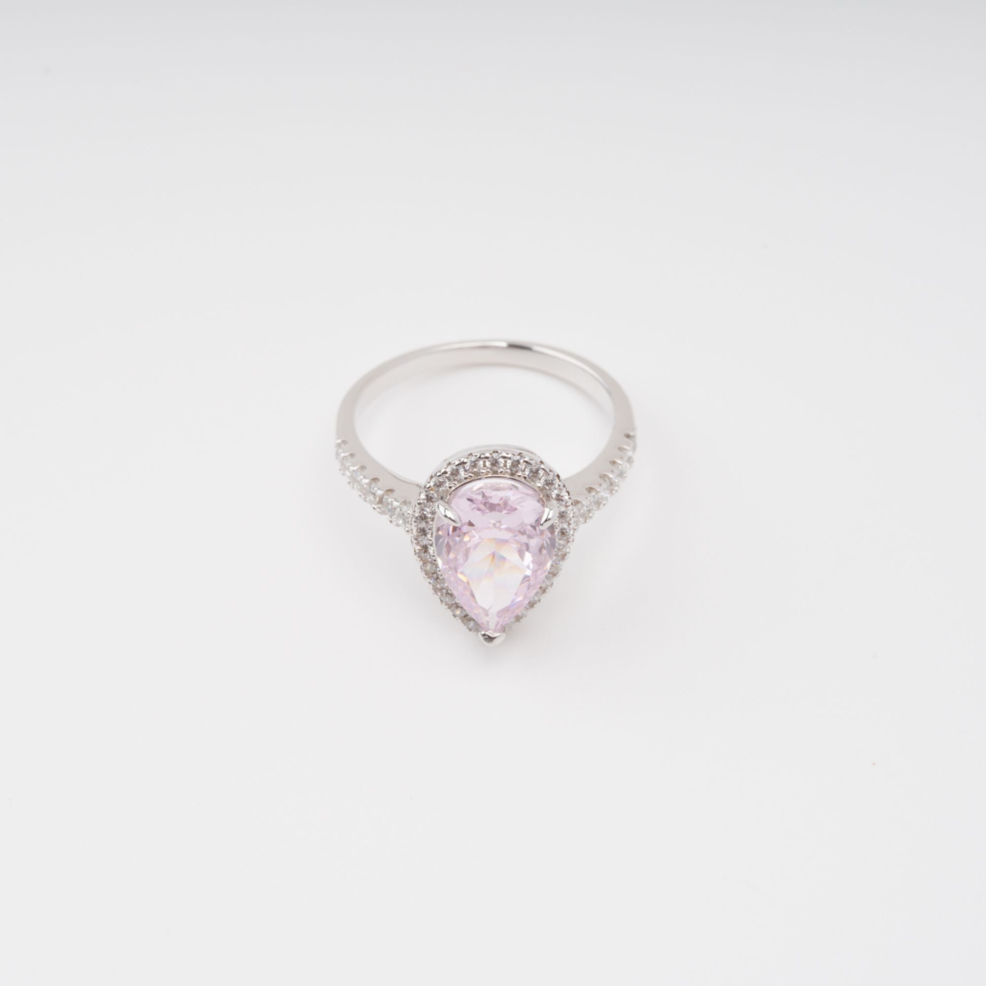 Pink Pear Shaped Gemstone Sterling Silver Ring