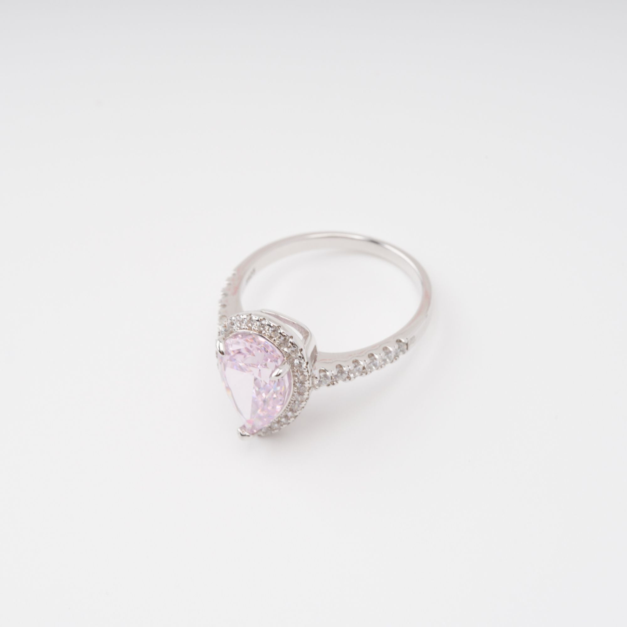 Pink Pear Shaped Gemstone Sterling Silver Ring