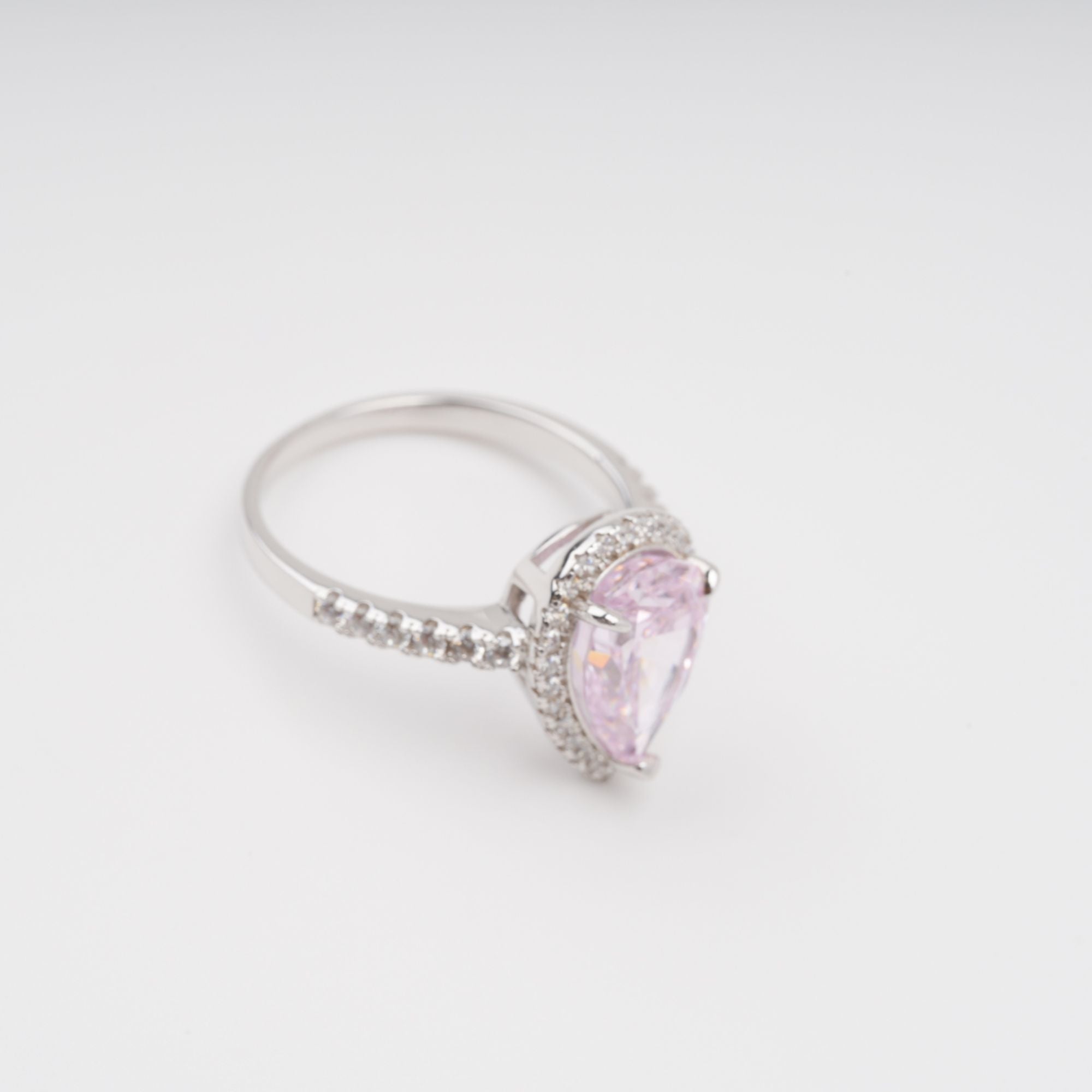 Pink Pear Shaped Gemstone Sterling Silver Ring