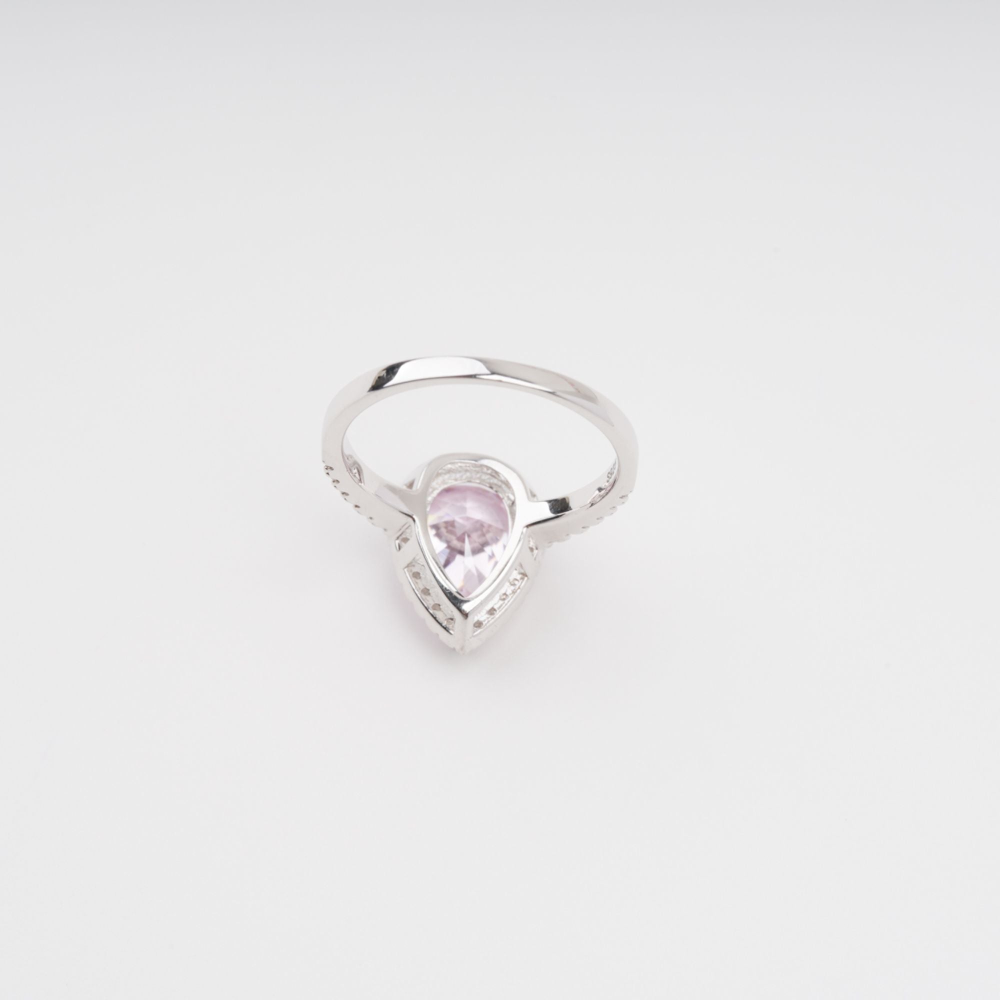 Pink Pear Shaped Gemstone Sterling Silver Ring