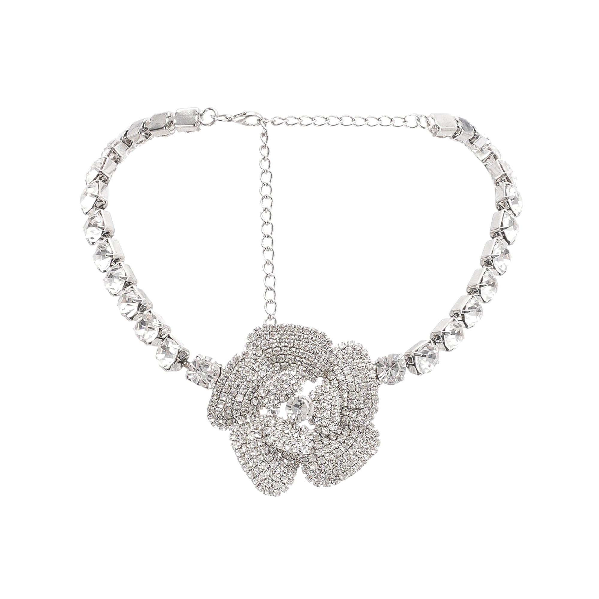 Crystal-Embellished Faux-Flower Necklace