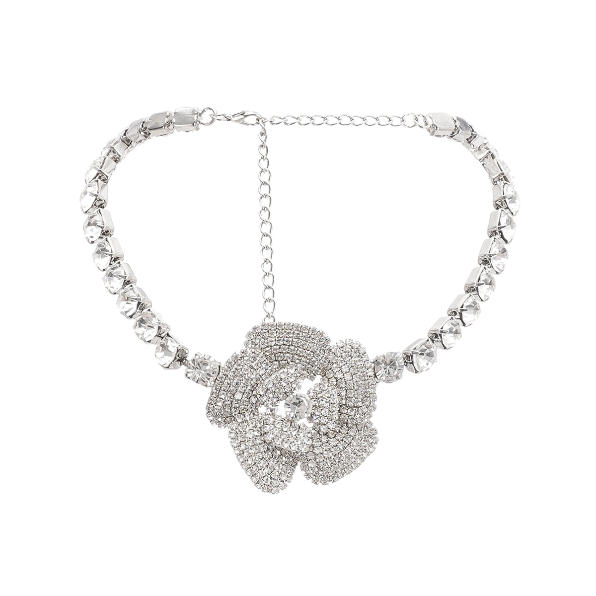 Crystal-Embellished Faux-Flower Necklace