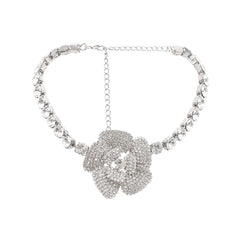Crystal-Embellished Faux-Flower Necklace