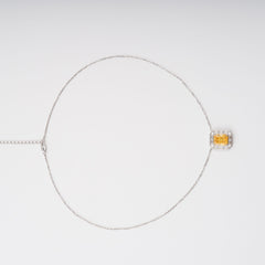 Yellow Square Gemstone Pendant Sterling Silver Necklace