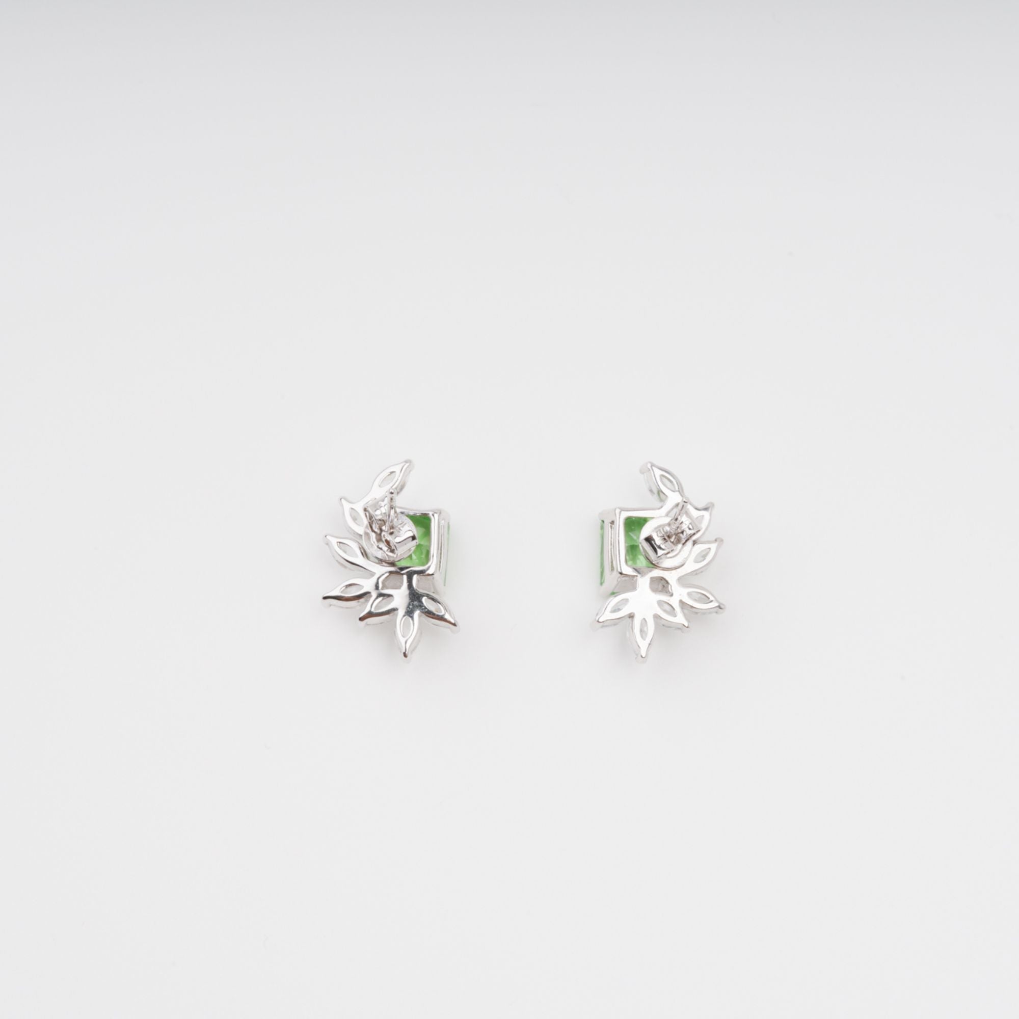 Green Rectangular Gemstone Sterling Silver Earrings