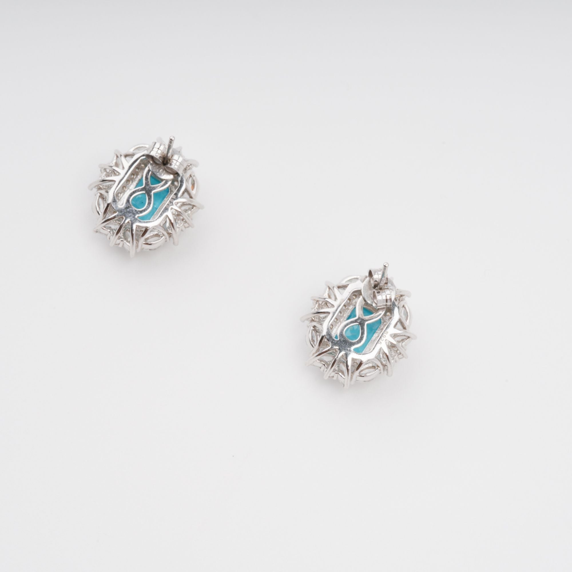 Aquamarine Emerald Cut Gemstone Sterling Silver Earrings