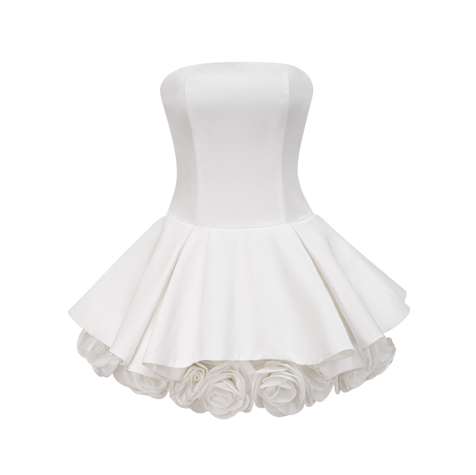White Petal-Layered Corset Mini Dress