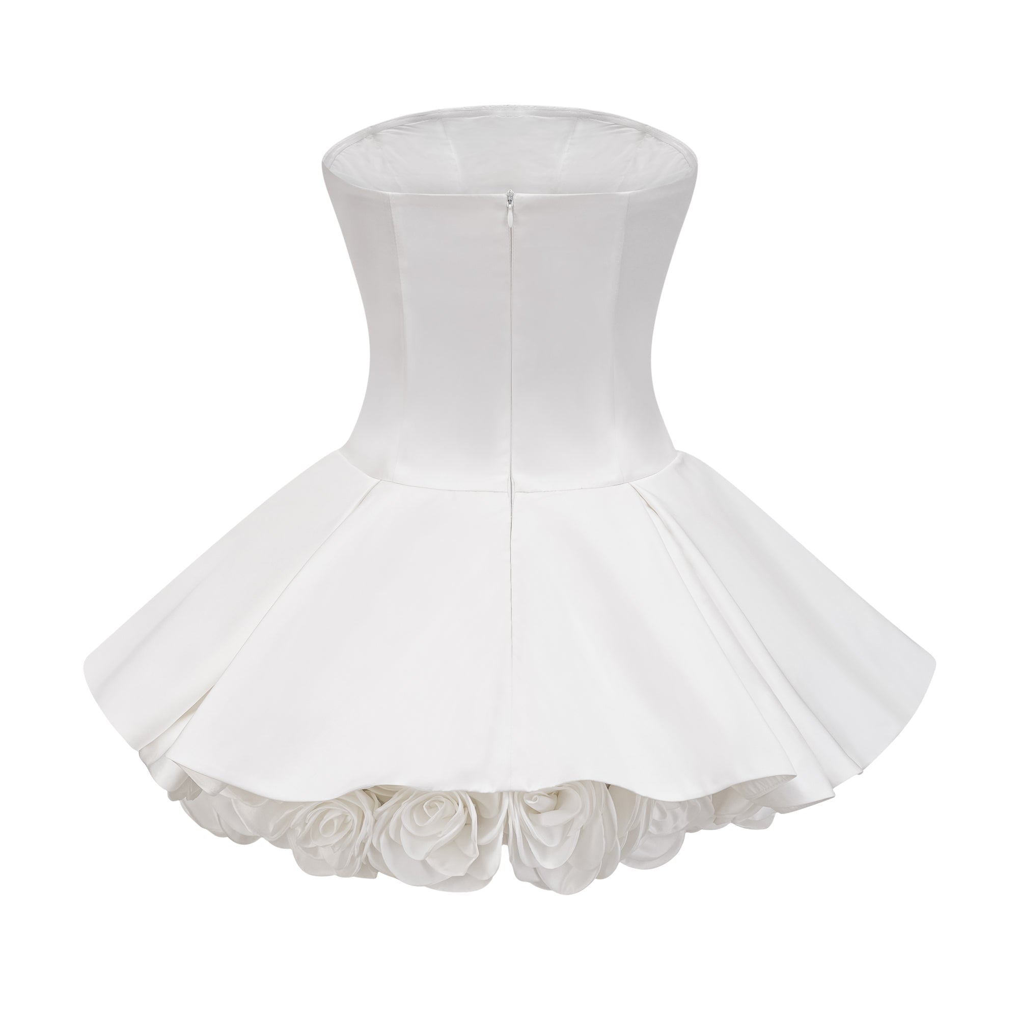 White Petal-Layered Corset Mini Dress