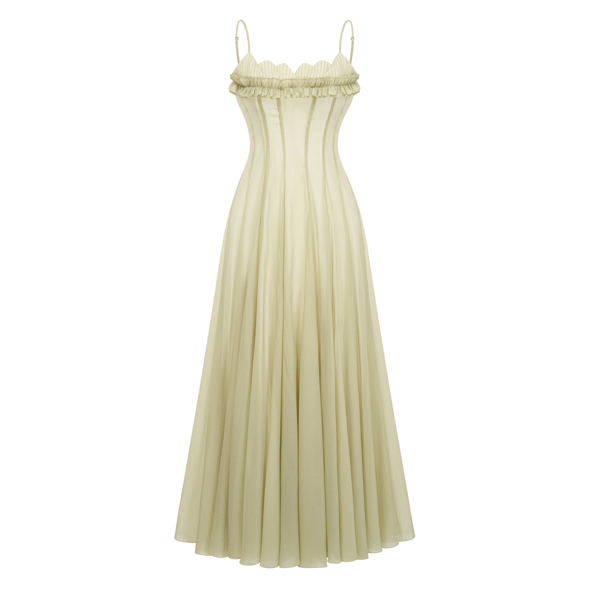 Ruffled Shirred Maxi Dress