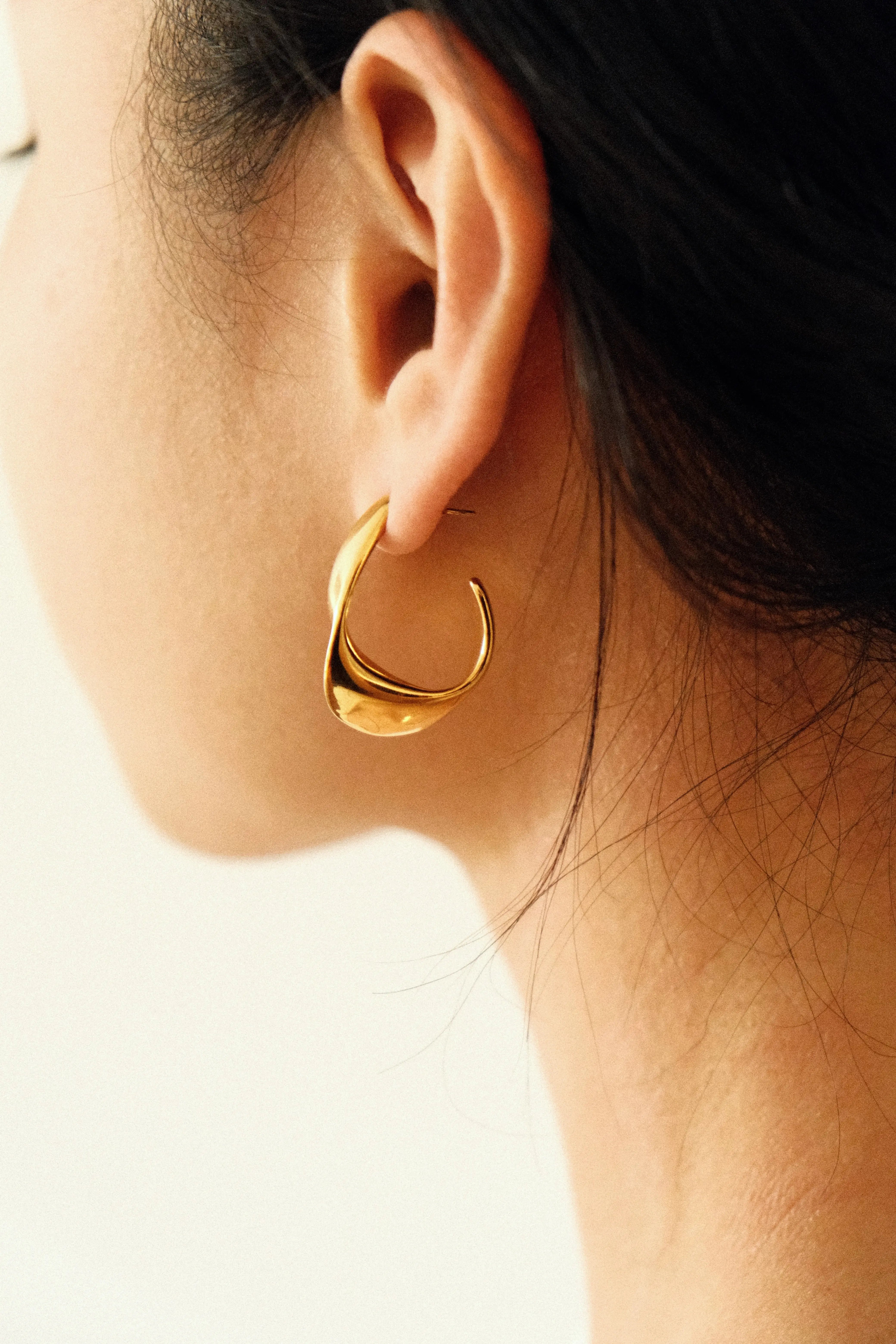 Gold Swirl Hoop Earring Waterproof