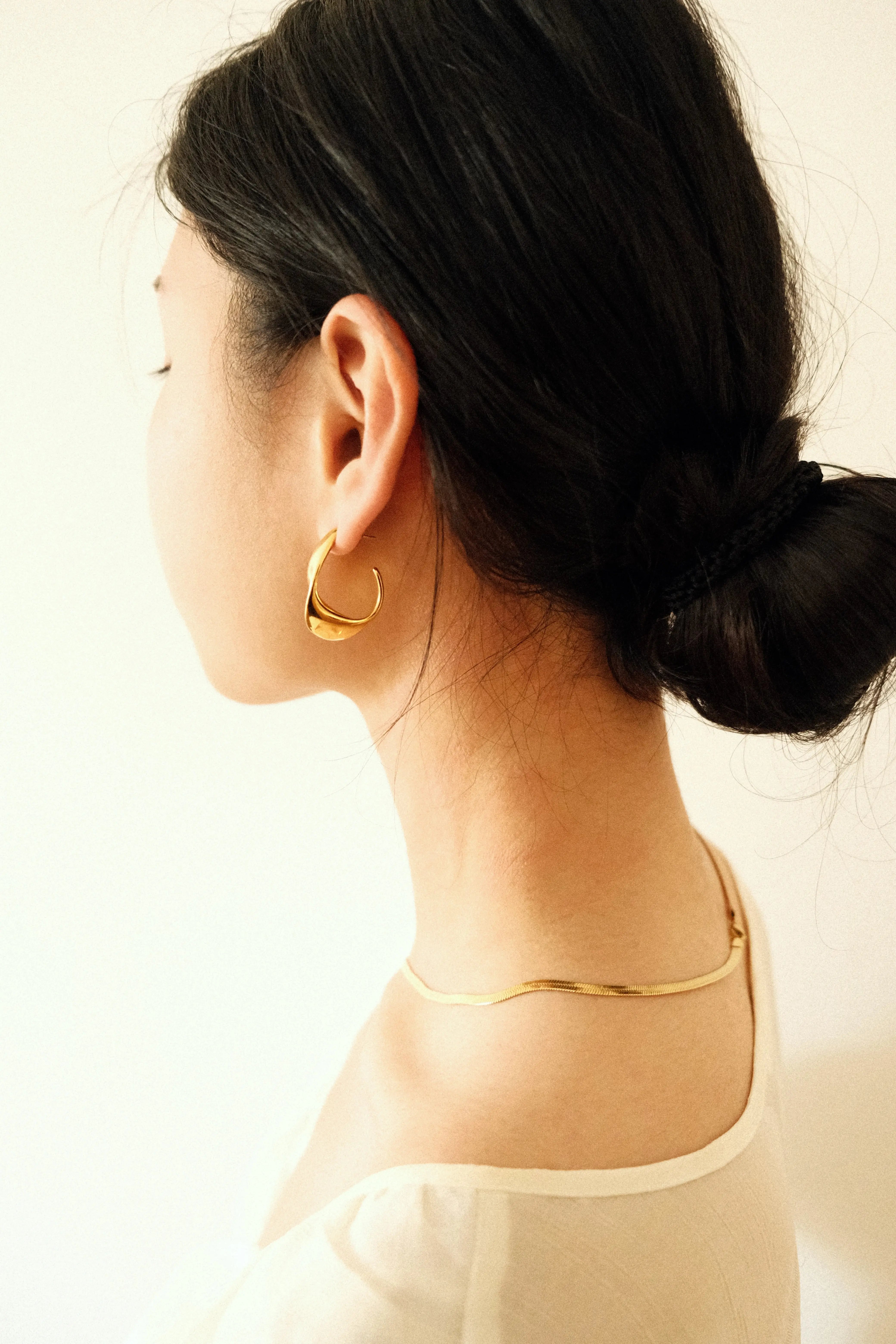 Gold Swirl Hoop Earring Waterproof