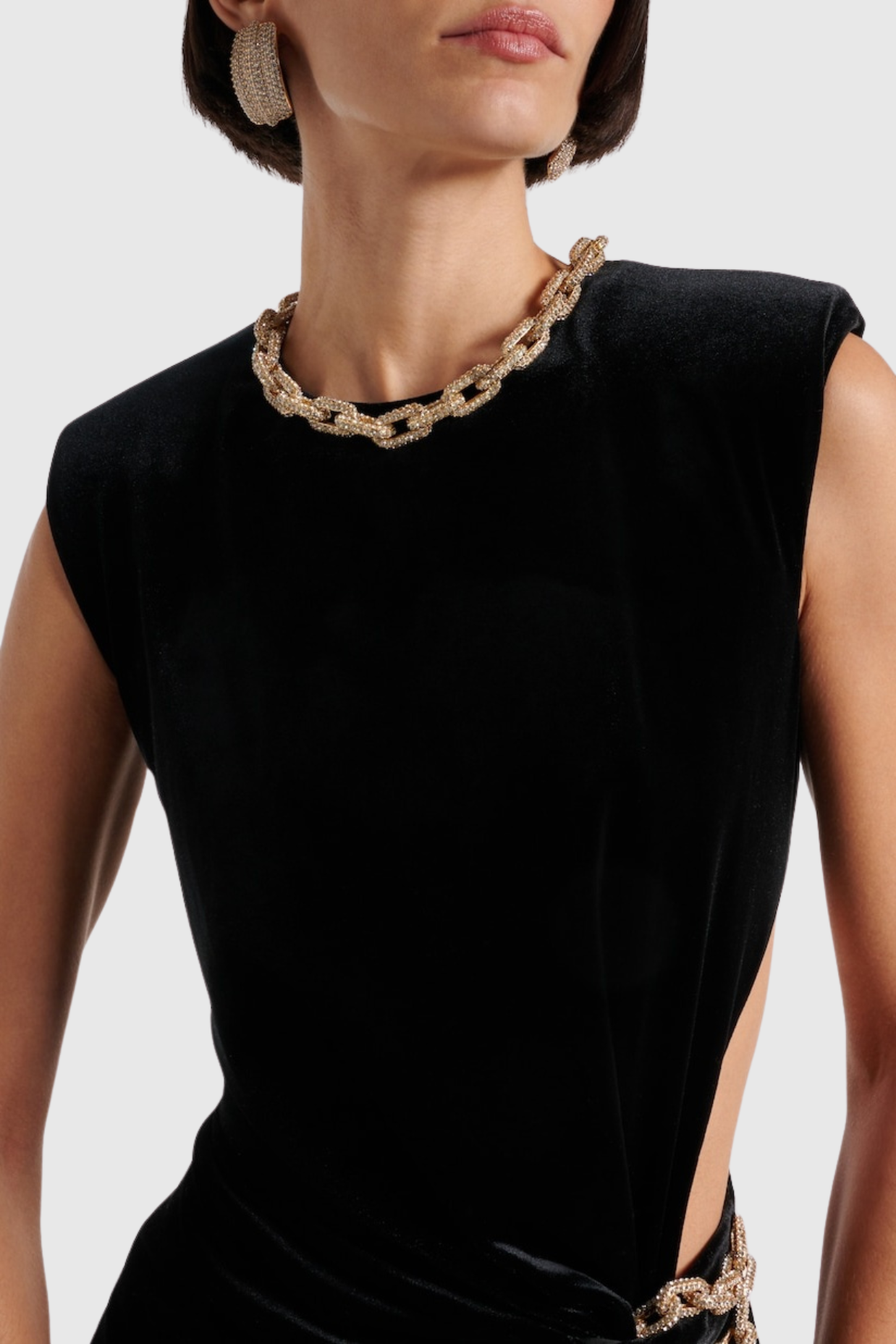Chain-Embellished Maxi Dress