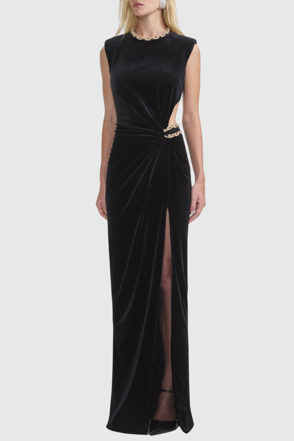 Chain-Embellished Maxi Dress