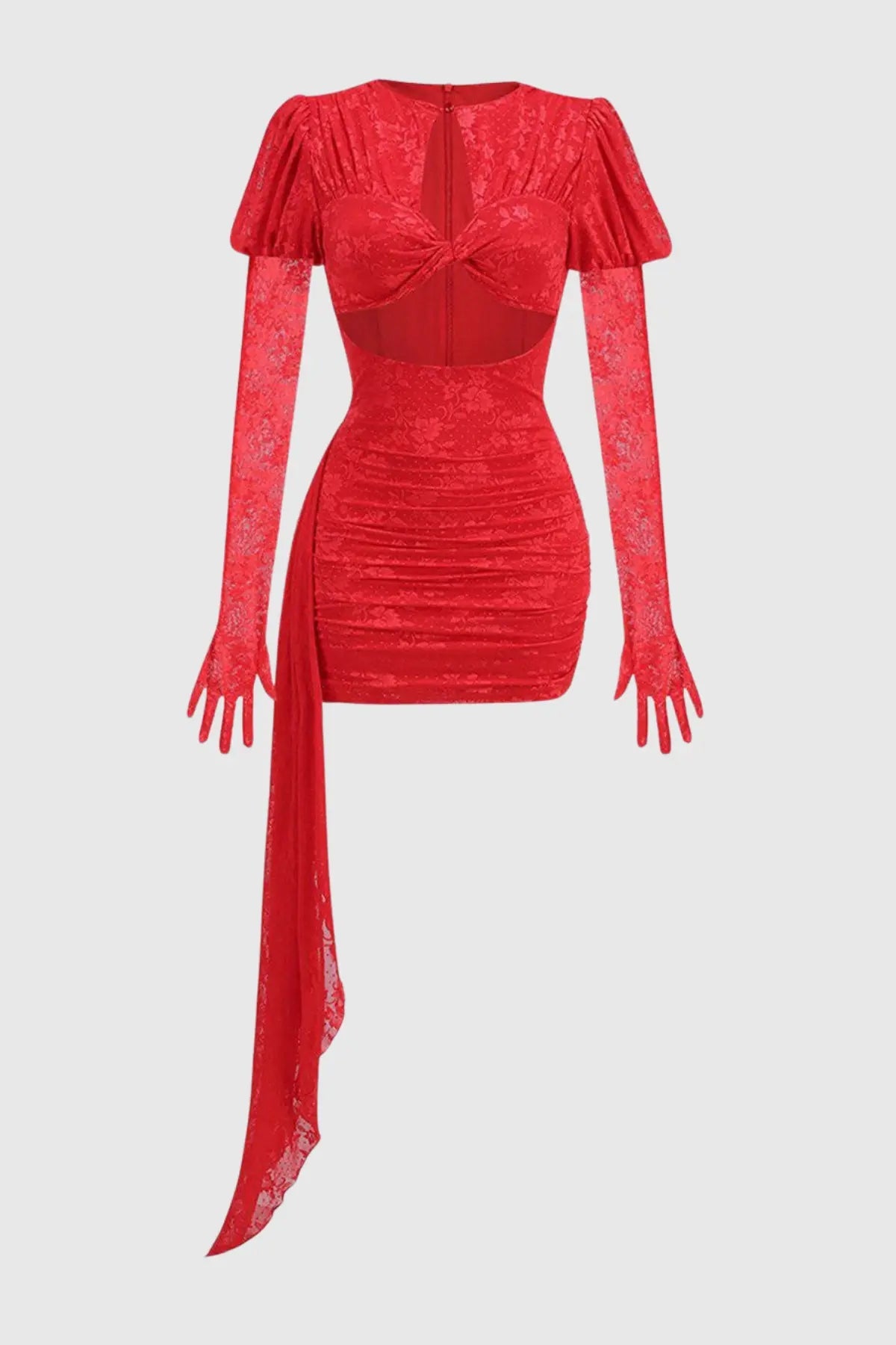 Floral Cutout Mini Dress - Red
