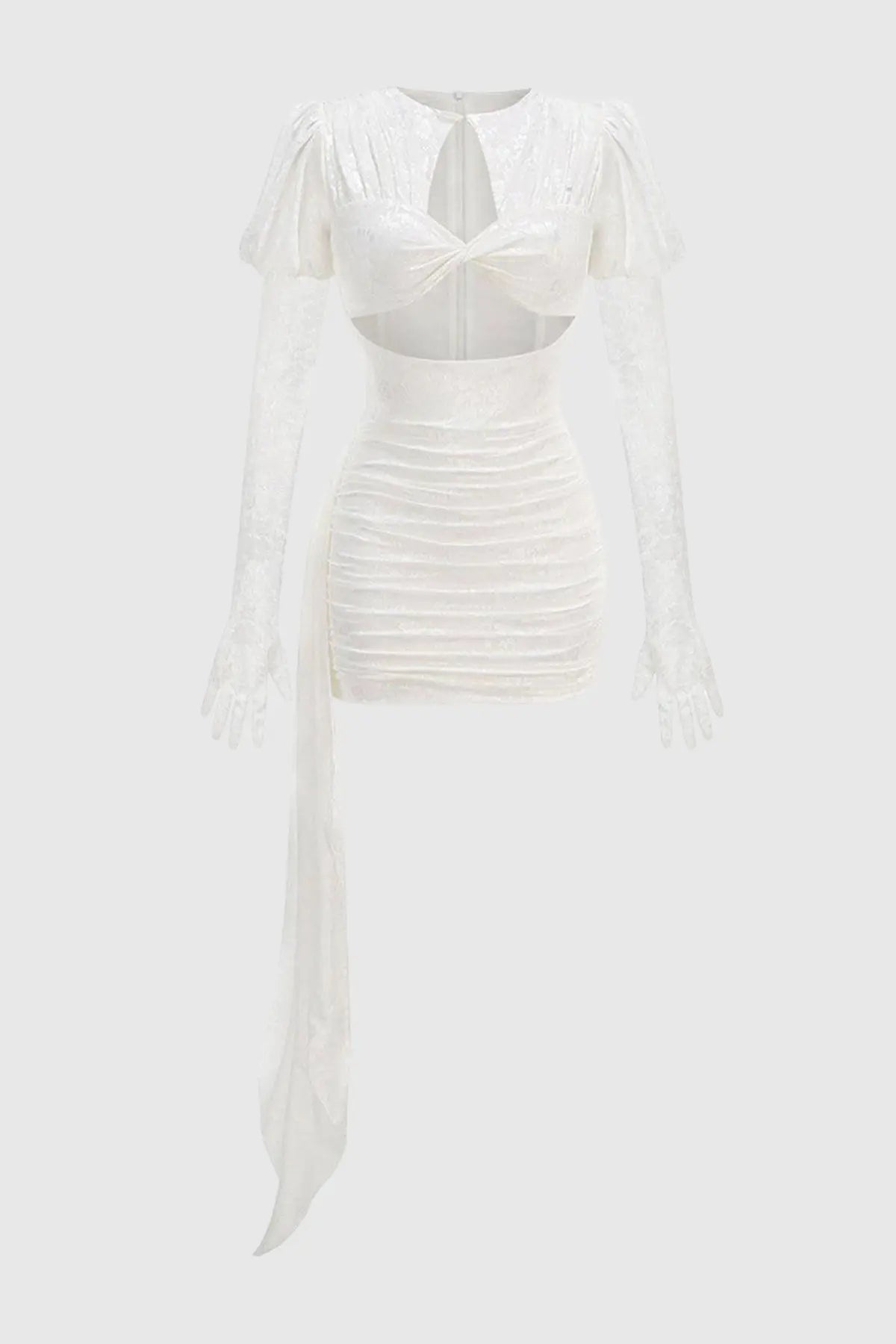 Floral Cutout Mini Dress - White