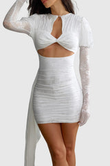 Floral Cutout Mini Dress - White