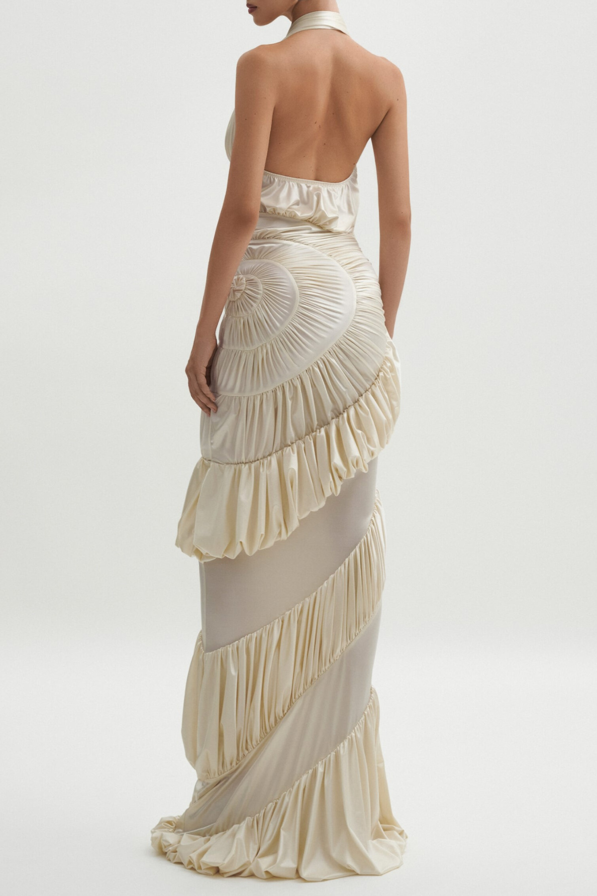 Halter Shirred Maxi Dress
