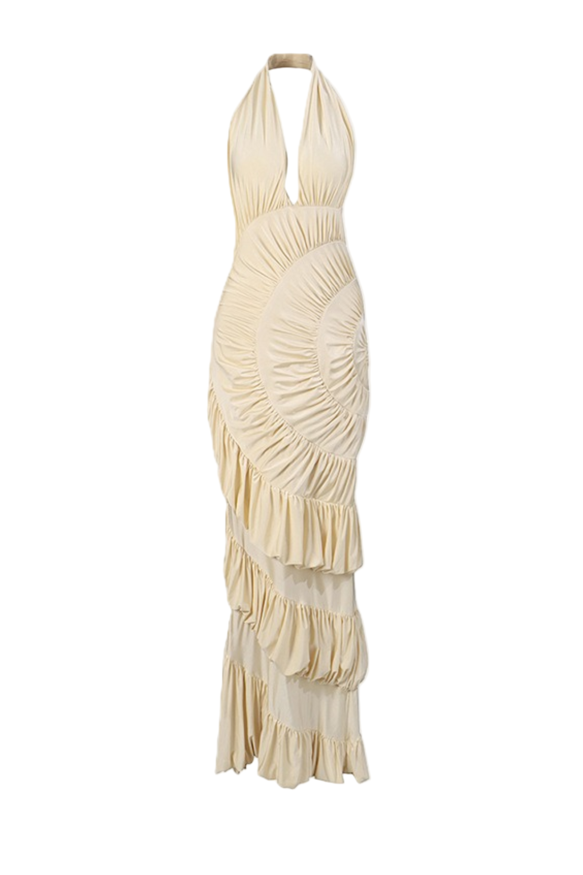 Halter Shirred Maxi Dress