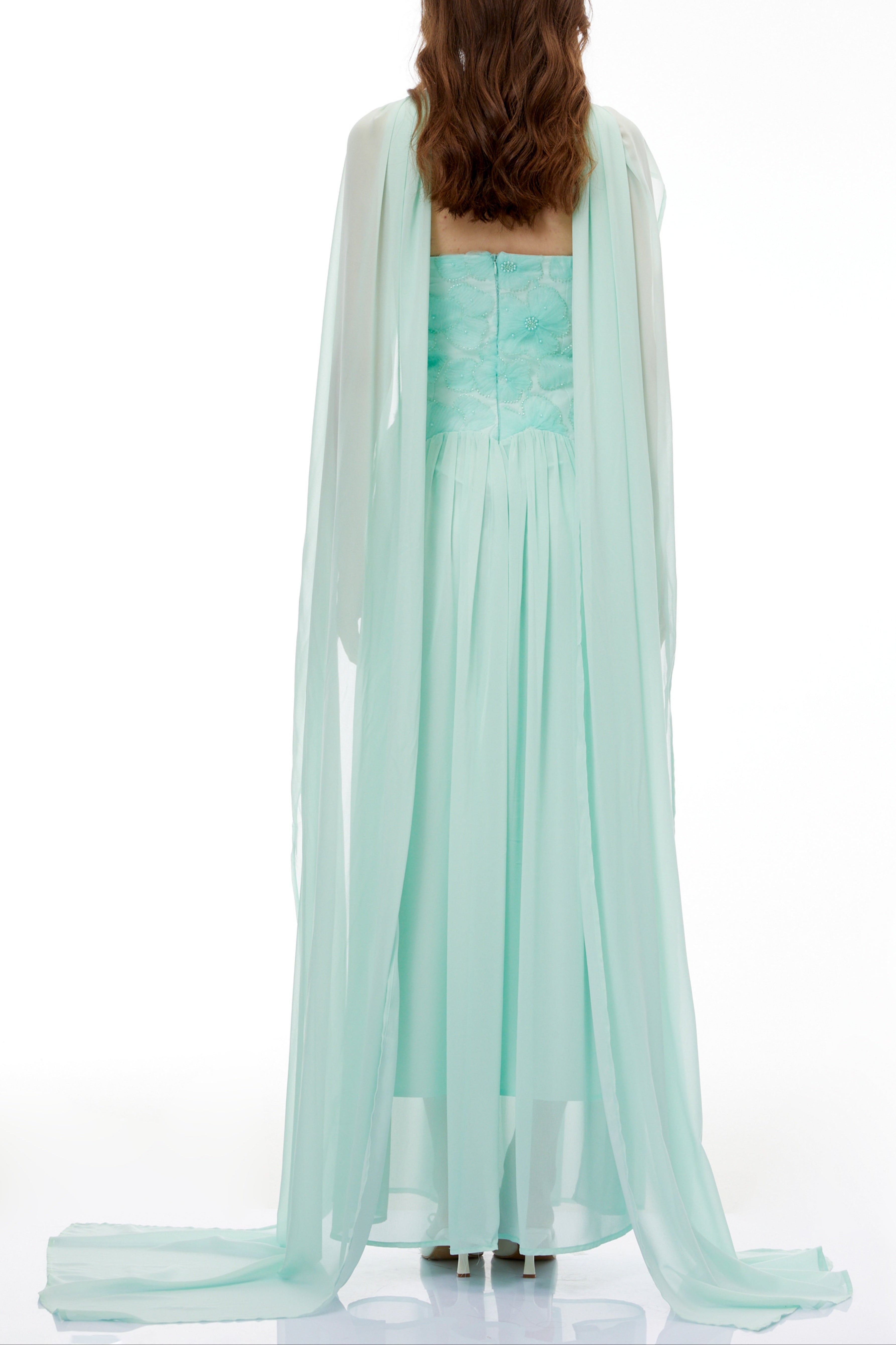 Green Floral Embroidered Maxi Dress