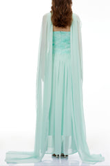 Green Floral Embroidered Maxi Dress
