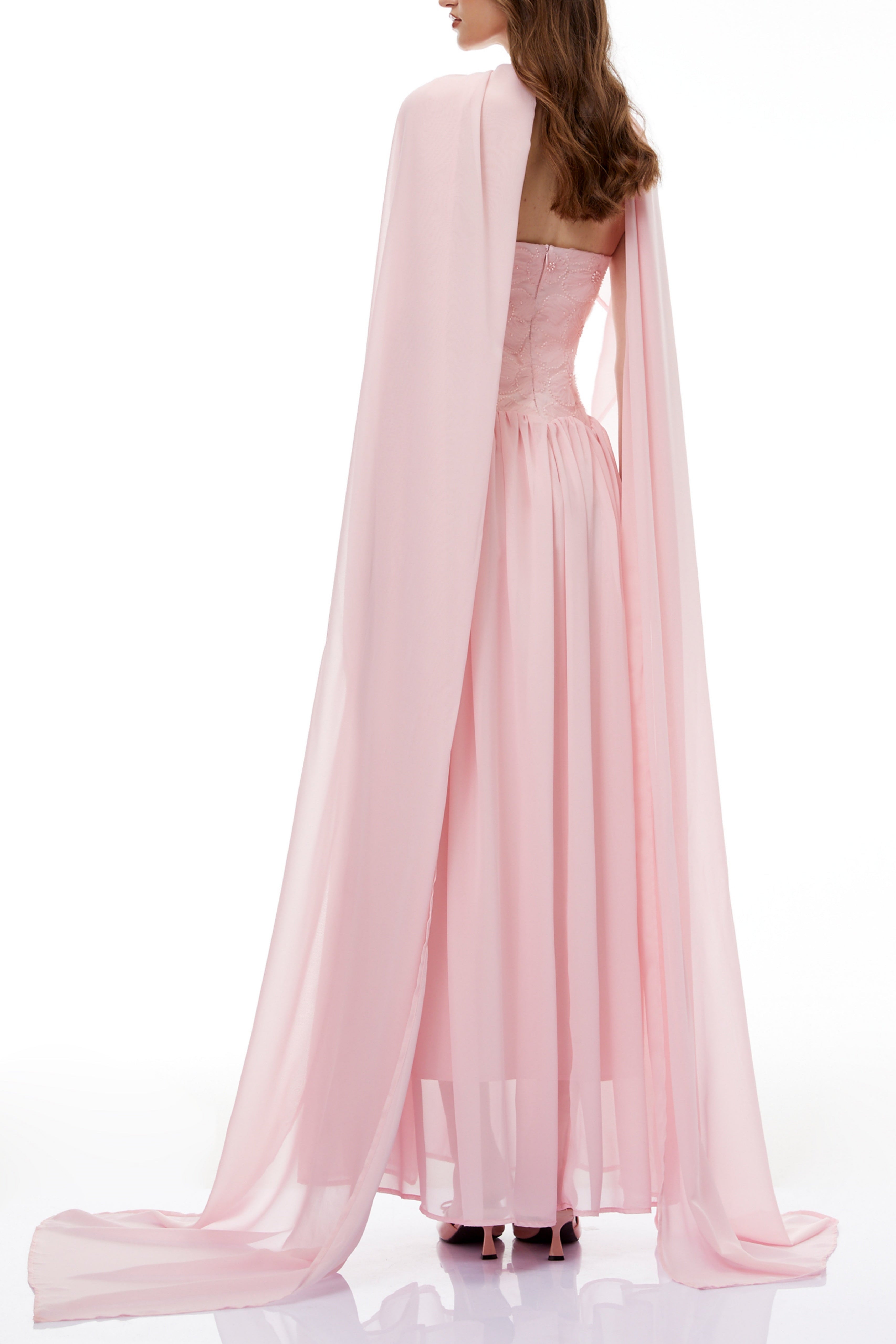Pink Floral Embroidered Maxi Dress