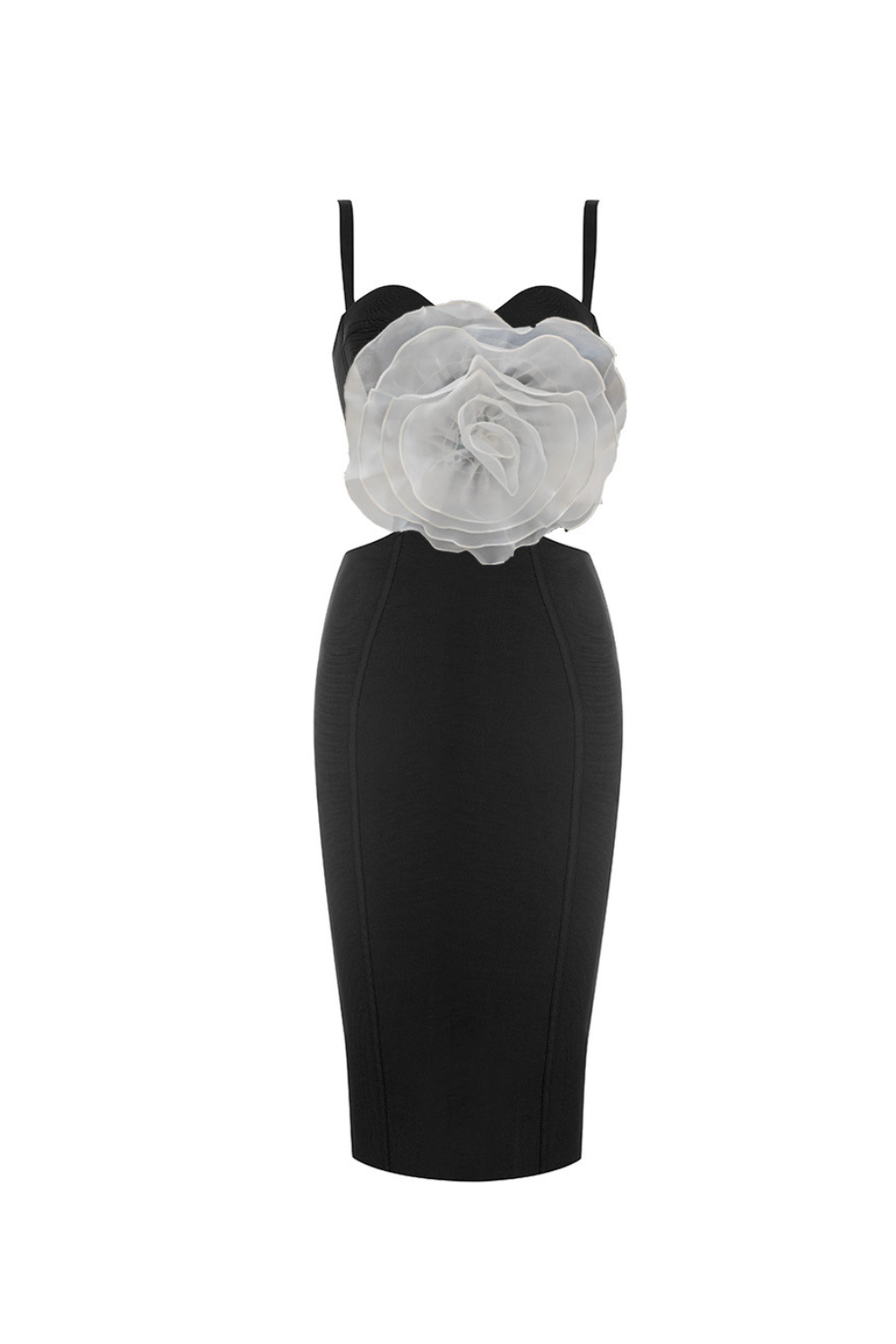 Mesh Flower Bandage Midi Dress