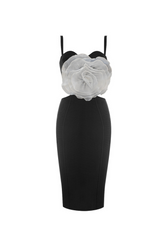Mesh Flower Bandage Midi Dress