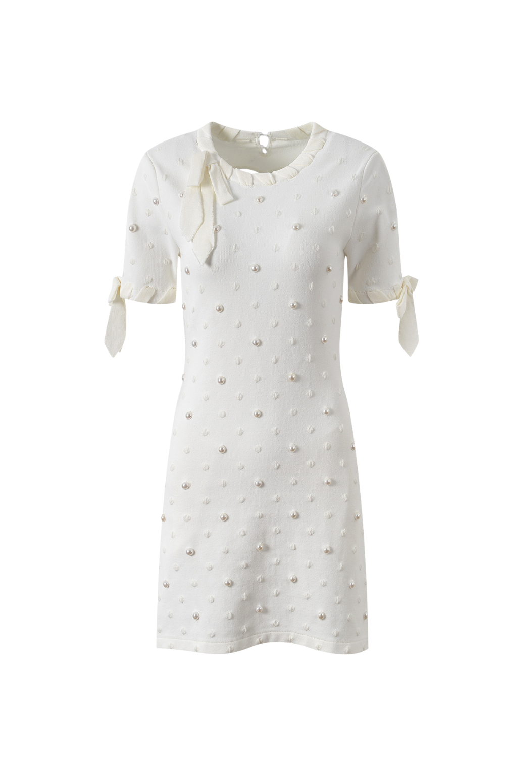 Round Neck Short Sleeves Printed Mini Dress