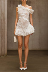 Durriyah One Shoulder Flower Mini Dress