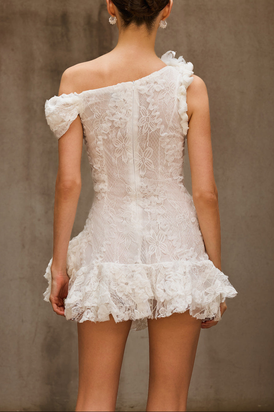 Durriyah One Shoulder Flower Mini Dress