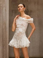 Durriyah One Shoulder Flower Mini Dress
