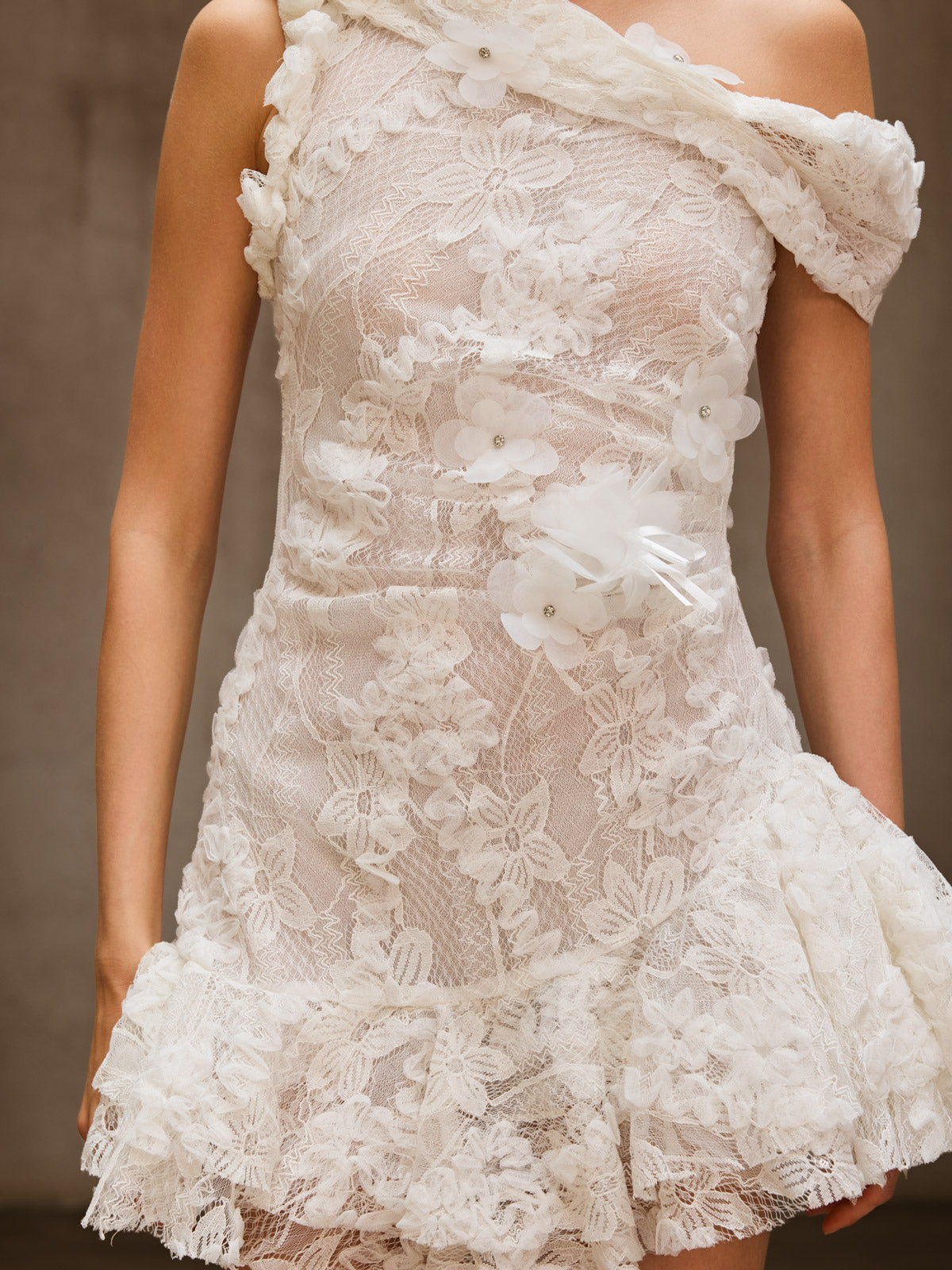 Durriyah One Shoulder Flower Mini Dress
