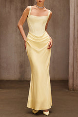 Sleeveless Corset Maxi Dress In Beige