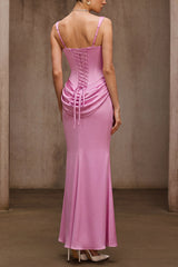 Sleeveless Corset Maxi Dress In Pink