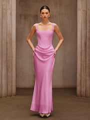 Sleeveless Corset Maxi Dress In Pink