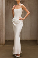 Sleeveless Corset Maxi Dress In White